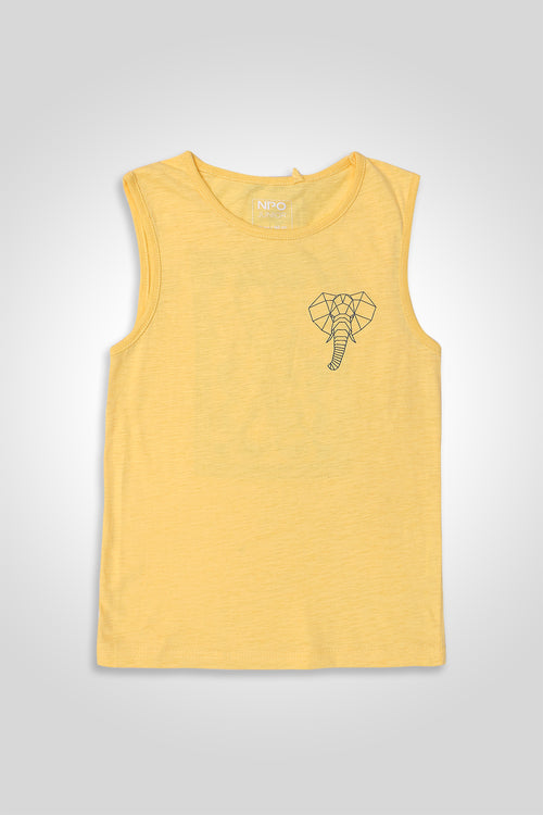 Boys Branded Graphic Sando - Yellow