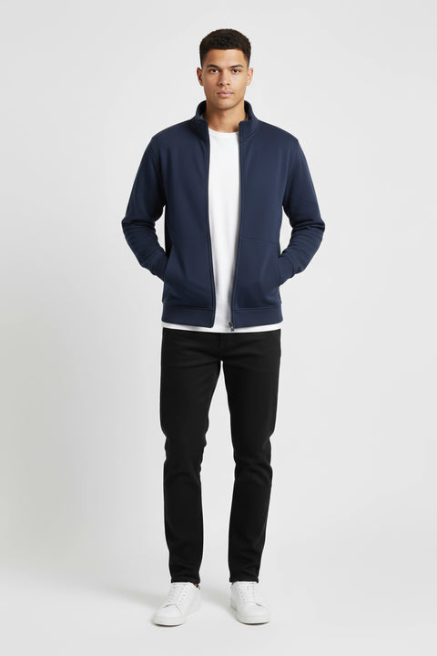 Men Branded Zipper - Navy