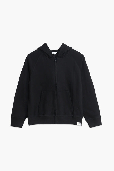 Boys Branded Zipper Hoodie - Black