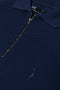 Men Half Jacquard Zipper Polo MP03 - Navy