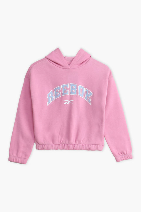 Girls Branded Pullover Hoodie - Pink