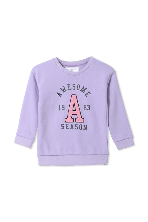 Girls Branded Graphic Sweatshirt - Purple
