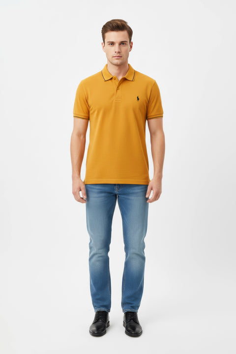 Men Pique Polo - Yellow