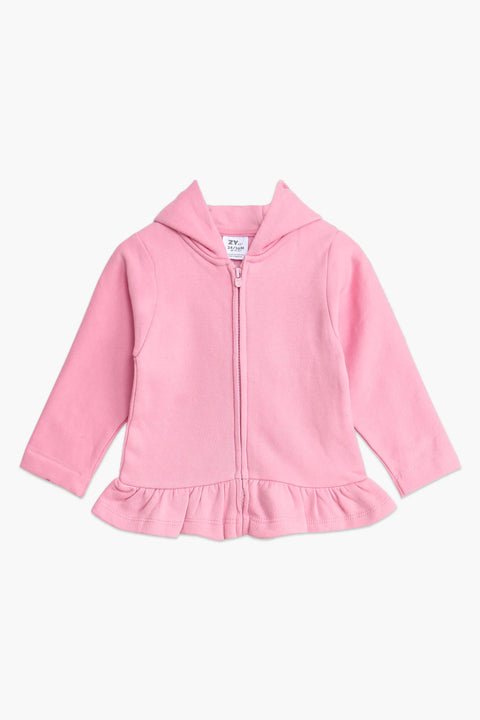 Girls Branded Hoodie Zipper - Pink