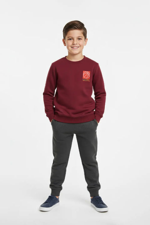 Boys Branded Graphic Sweatshirt - Maroon
