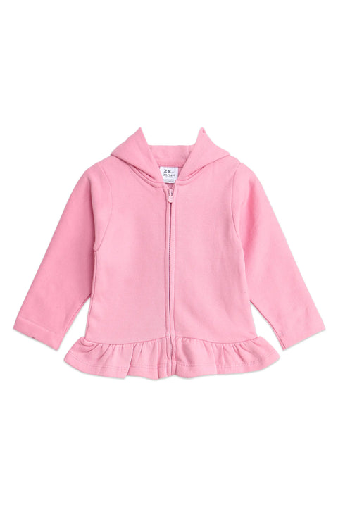 Girls Branded Hoodie Zipper - Pink