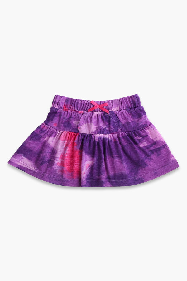 Girls Graphic Cotton Mini Skirt - Purple