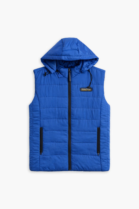 Men Branded Puffer Jacket Sleeveless - Royal Blue