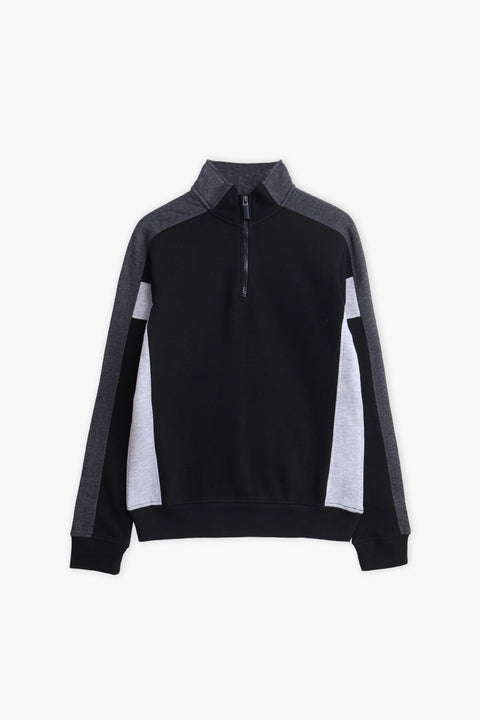Men Branded Fleece Mockneck - Black