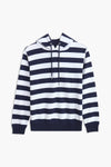 Women Branded Stripes Hoodie - Navy And White