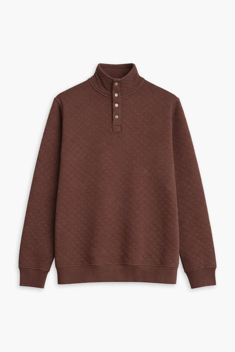 Men Branded Quilt Mock Neck - Brown