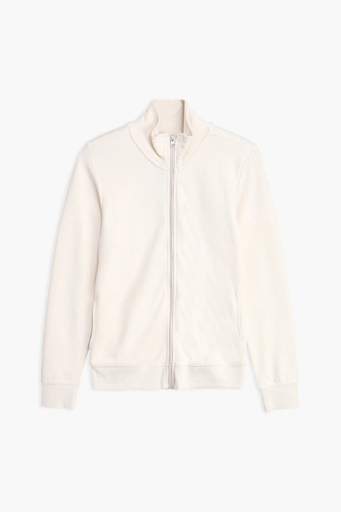 Women Branded Mock Neck Zipper - White Cream