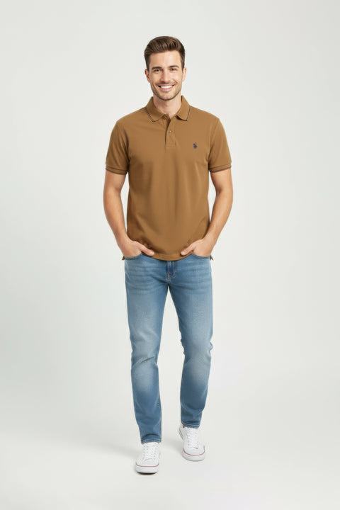 Men Branded Polo - Camel