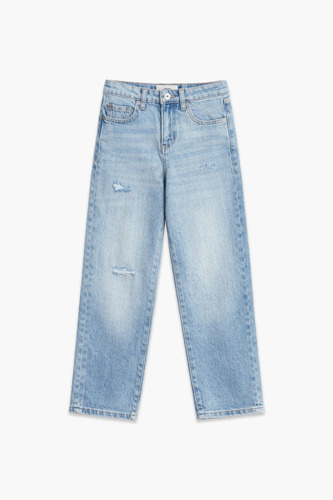 Girls Branded Straight Fit Denim Pant - L/Blue