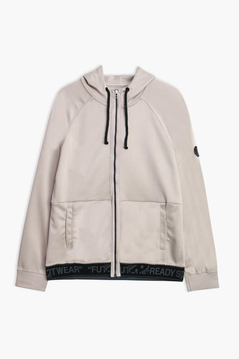 Men Branded Zipper Hoodie - Cream