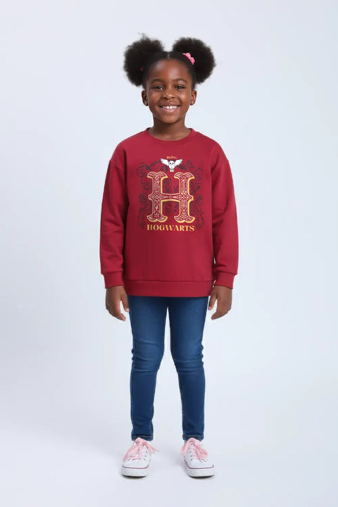 Girls Branded Graphic Sweatshirt - Red