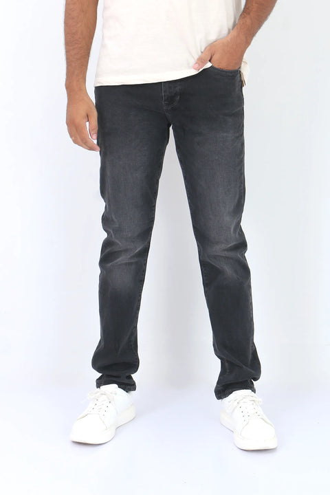 Man branded Straight Fit Denim Jeans - Black