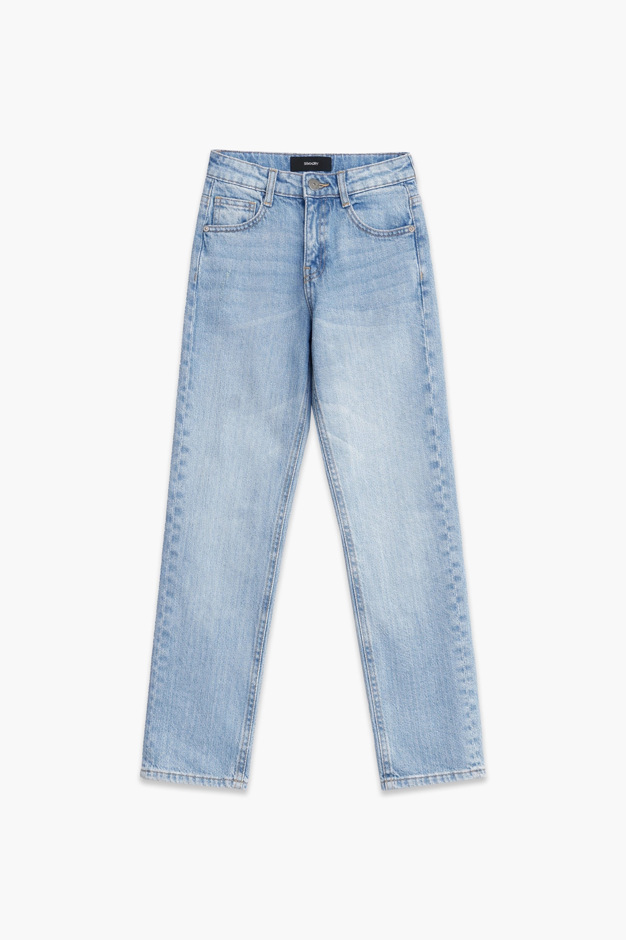 Girls Branded Straight Fit Denim Pant - L/Blue