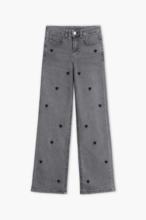 Girls Branded Denim pant - Grey