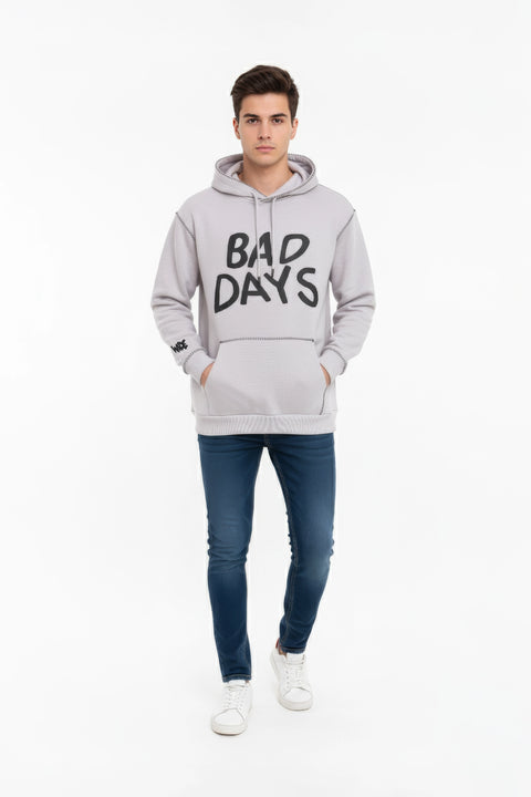 Men Branded Pullover Hoodie - L/Grey