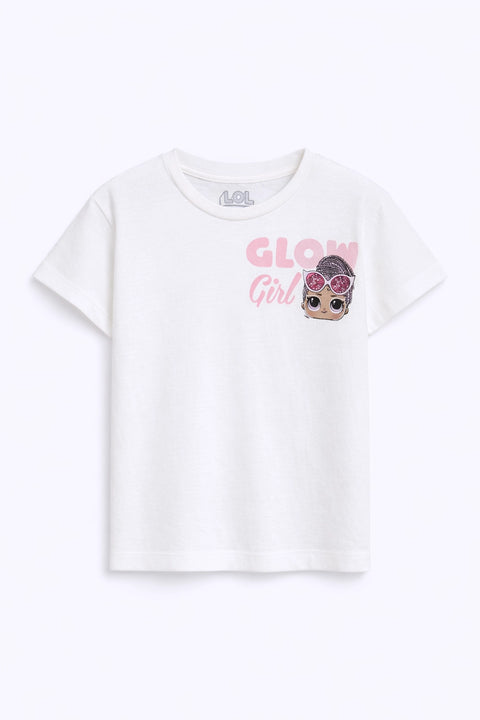 Girls Branded Graphic T-Shirt - White