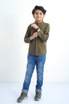 Boys Casual Dobby Shirt BCS24-1 - Olive