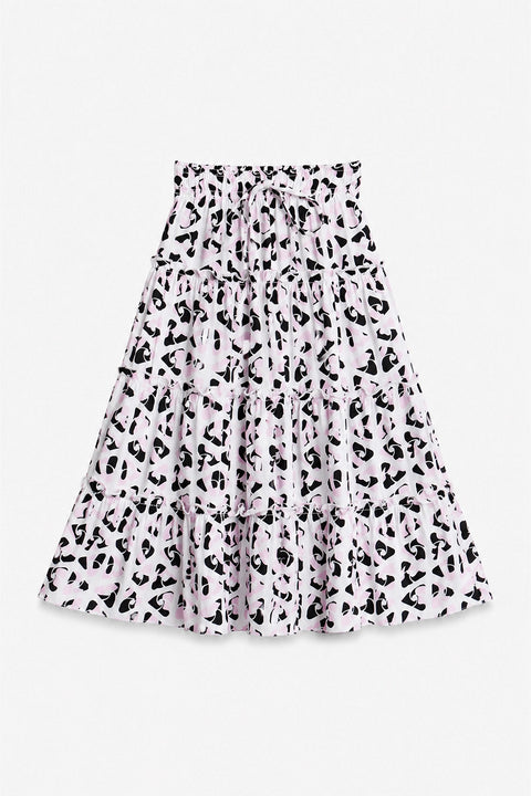 Girls Printed Long Skirt - Light Pink