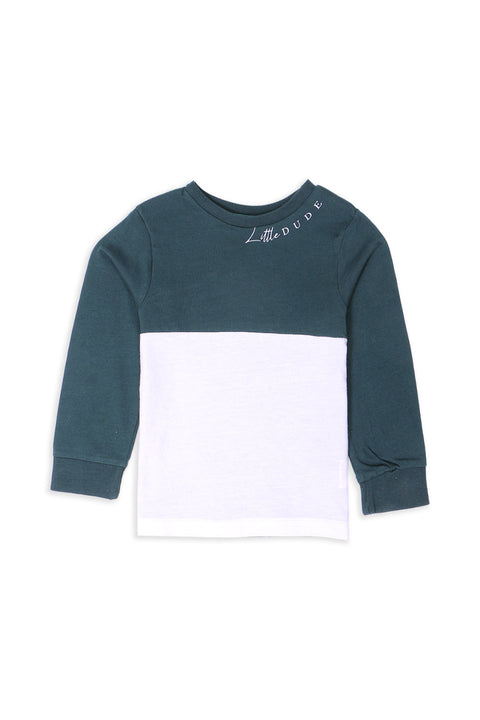 Boy Branded Graphic Tee - green & White