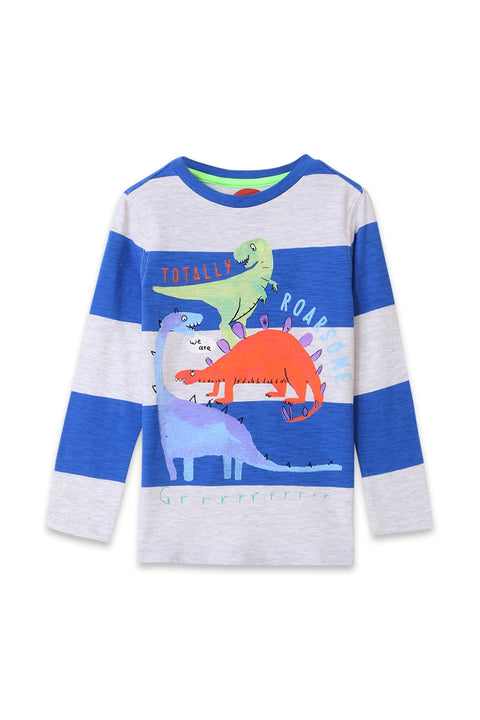 Boy Branded Graphic Tee F/S - Blue & Grey