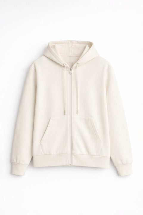 Men Branded Zipper Hoodie - Off White