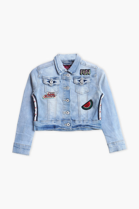 Girl Branded Denim Jacket - L/Blue