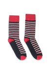 Men Stripes Long Socks - Navy