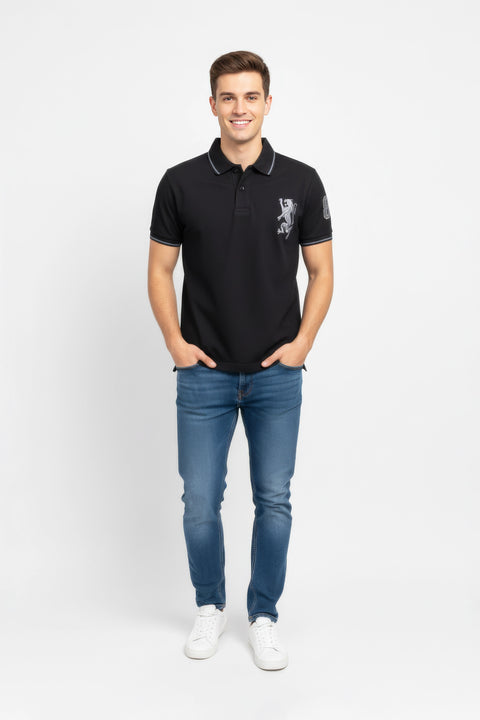 Men Branded Polo - Black