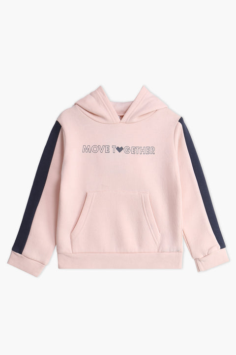 Girls Branded Pullover Hoodie - Baby Pink
