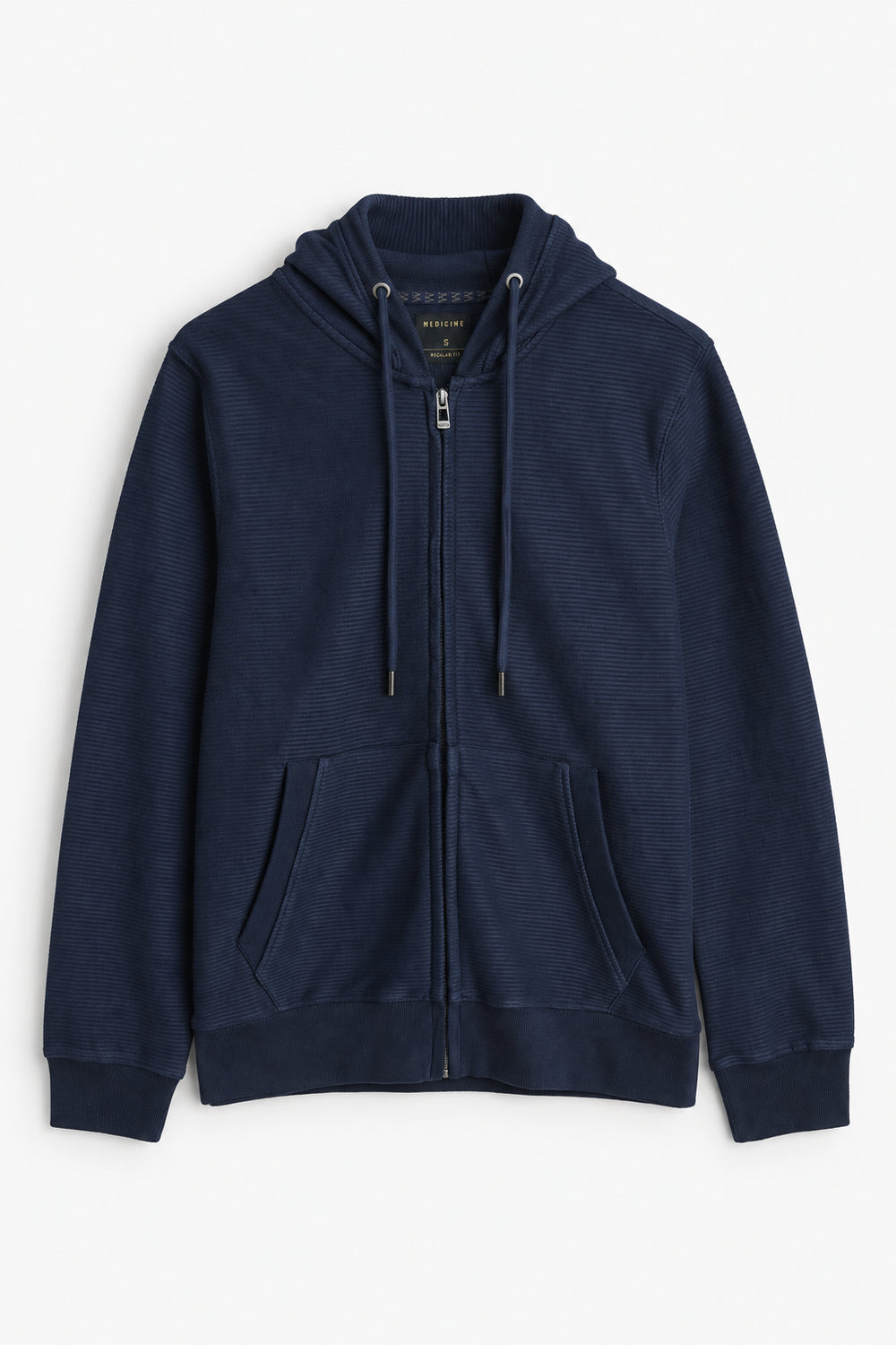 Men Branded Hoodie Zipper - Navy