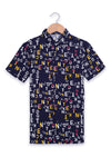 Boys Casual Printed Viscose Shirt - Navy