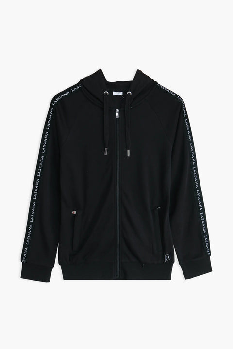 Women Branded  Hoodie Zipper - Black