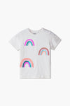 Girls Branded Sequins T-Shirt - White