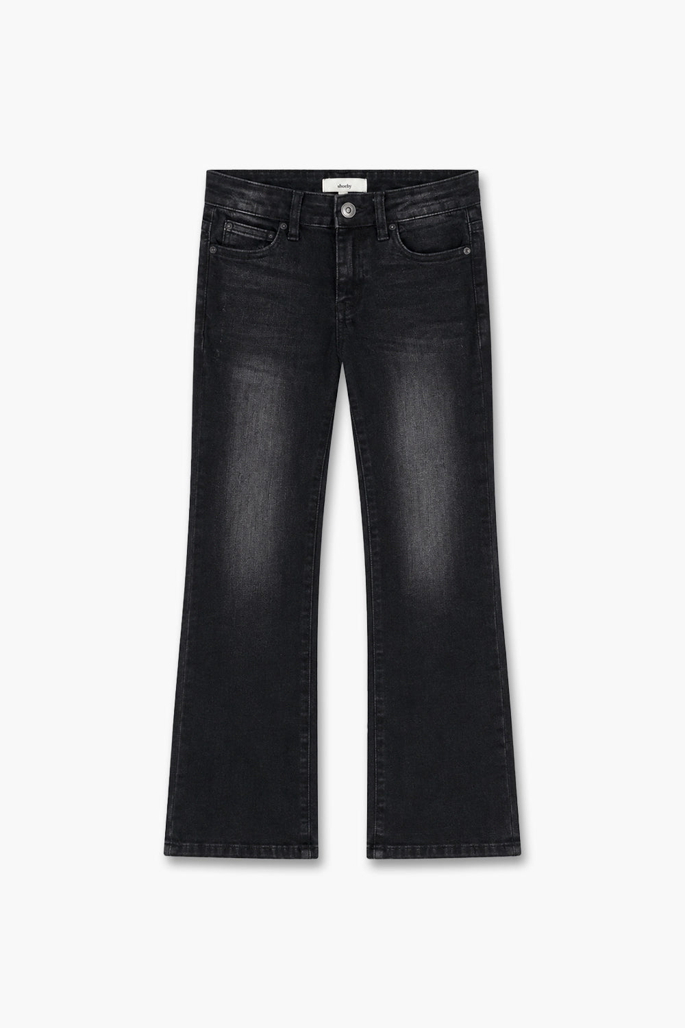 Girls Branded Wide Leg Denim pant - Black