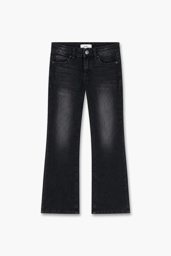 Girls Branded Wide Leg Denim pant - Black