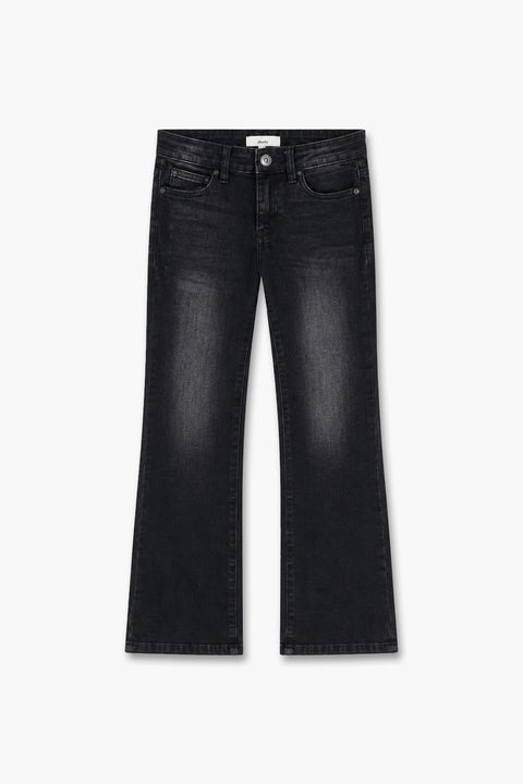 Girls Branded Wide Leg Denim pant - Black