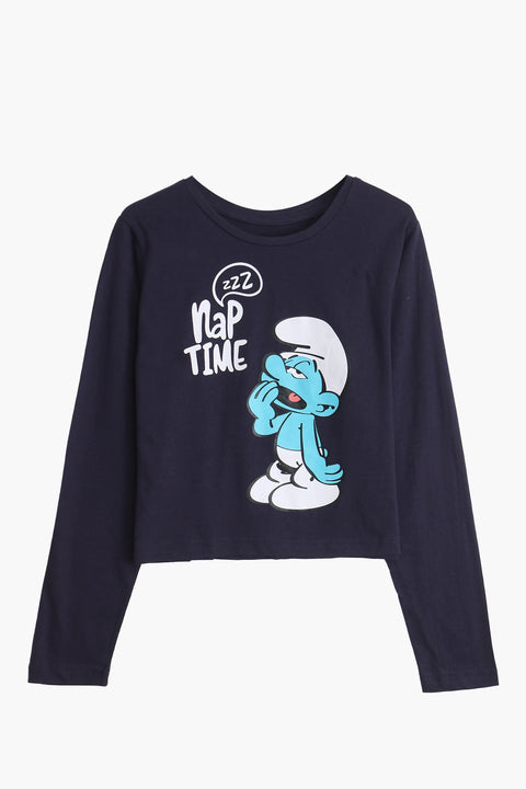 Women's Branded Printed T-shirt F/S - Navy