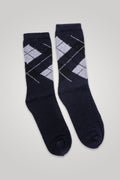 Men Printed Long Socks - Navy