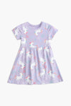 Girls Branded Graphic Frock - Purple