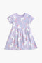 Girls Branded Graphic Frock - Purple