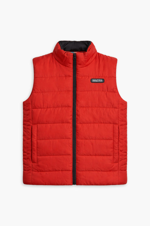 Men Branded Puffer Jacket Sleeveless - Orange
