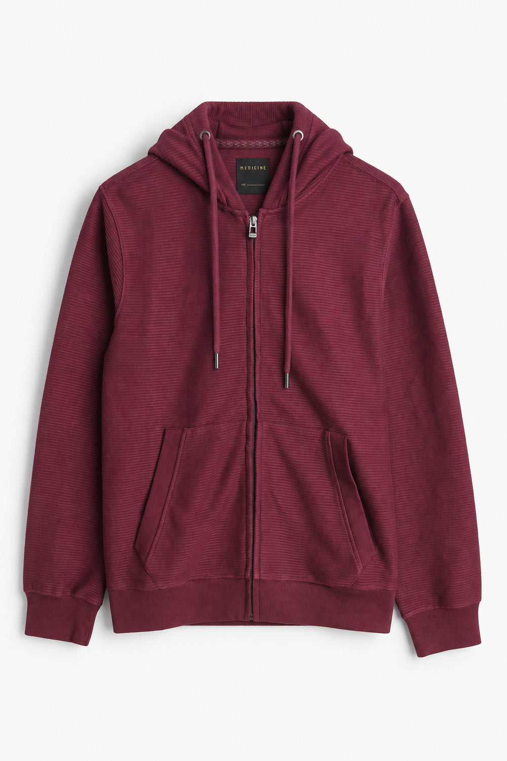 Men Branded Hoodie Zipper - Burgundy