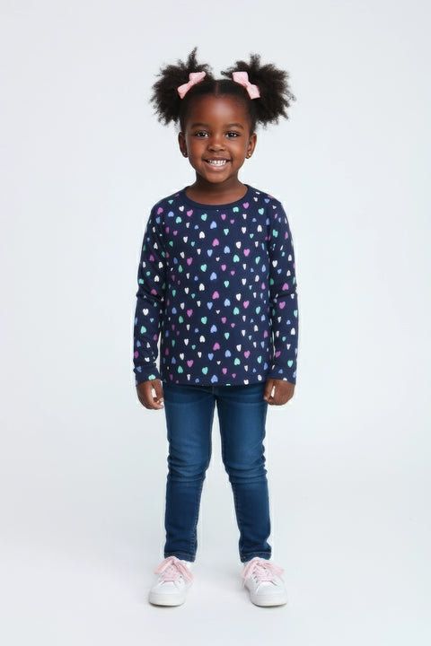 Girls Branded Graphic T-Shirt F/S - Navy
