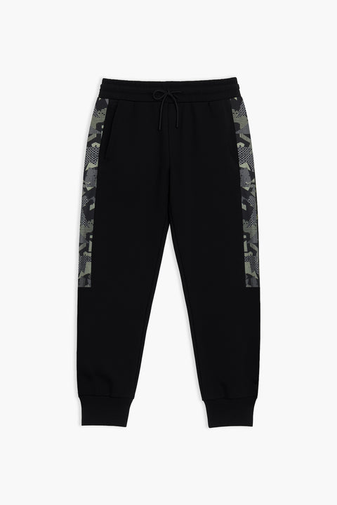 Men Branded Fleece Trouser - Black