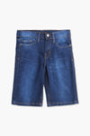 Boys Branded Grafted Denim Short - D/Blue